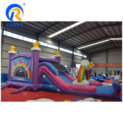 PVC Rainbow Unicorn φουσκωτό σπίτι με φουσκωτή γλάστρα πισίνας και 3 σε 1 παιχνίδι