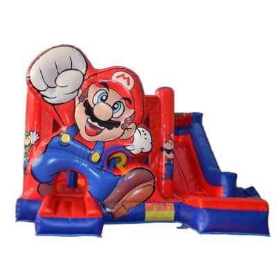 Unisex SuperMario φουσκωτό αναπηδικό σπίτι με υδατορρίπτη προσαρμοσμένη ψυχαγωγία