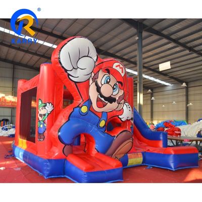 Unisex SuperMario φουσκωτό αναπηδικό σπίτι με υδατορρίπτη προσαρμοσμένη ψυχαγωγία