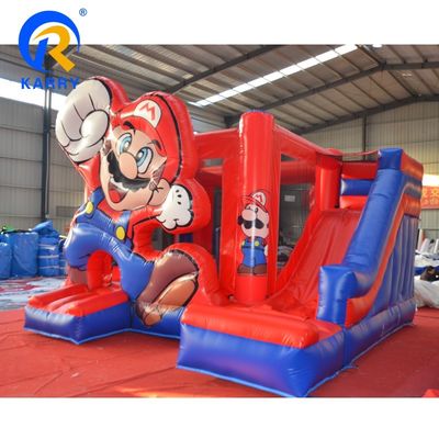 Unisex SuperMario φουσκωτό αναπηδικό σπίτι με υδατορρίπτη προσαρμοσμένη ψυχαγωγία