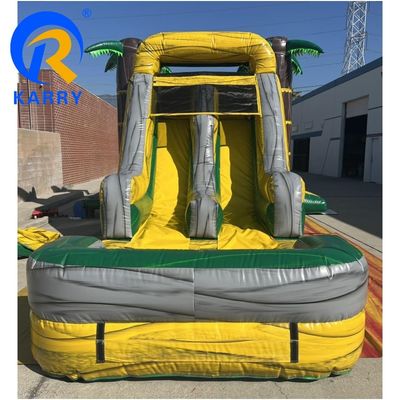 Προσαρμόσιμο Big Palm Tree Bouncy Castle Slide Combo με ατμοσφαιρική πισίνα και ανεμιστήρα