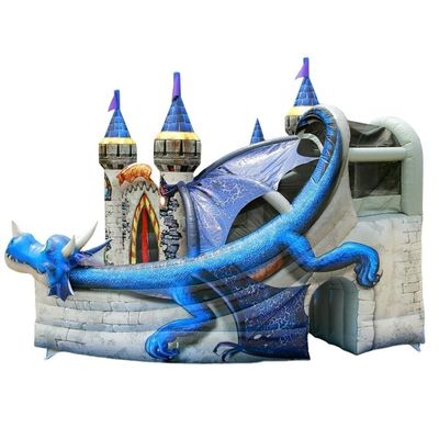 5x4m 18*16ft Blue Dinosaur Bouncy Castle Slide Combo με επαγγελματική υπηρεσία OEM
