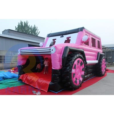 Ροζ φουσκωτό Jeep Castle Slide Συνδυασμός Bouncer SUV Jumping Castle με Blower