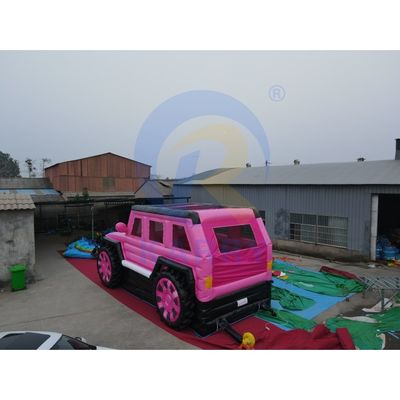 Ροζ φουσκωτό Jeep Castle Slide Συνδυασμός Bouncer SUV Jumping Castle με Blower