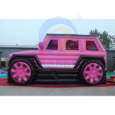 Ροζ φουσκωτό Jeep Castle Slide Συνδυασμός Bouncer SUV Jumping Castle με Blower