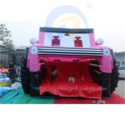Ροζ φουσκωτό Jeep Castle Slide Συνδυασμός Bouncer SUV Jumping Castle με Blower
