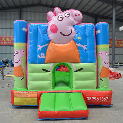 Unisex Hot Pink Cartoon Pig Bouncy Castle με διαφάνεια και προσαρμοσμένη περιπέτεια PVC