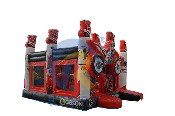Το Bouncy Red 3D Racing Castle Slide Combo με το φουσκωτό κάστρο και το προσωπικό λογότυπο
