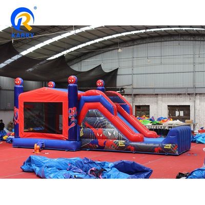 Προσαρμοσμένο χρώμα φουσκωτό άλμα κάστρο Spiderman Bouncy κάστρο με σύνθετο διαφάνειας