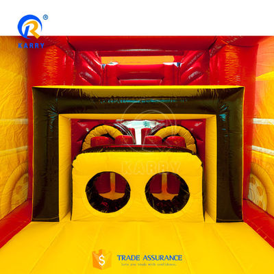 OEM αποδεκτό φουσκωτό Μεγάλο κόκκινο φορτηγό Castle Slide Combo για παιδιά με φουσκωτή και διαδρόμιο