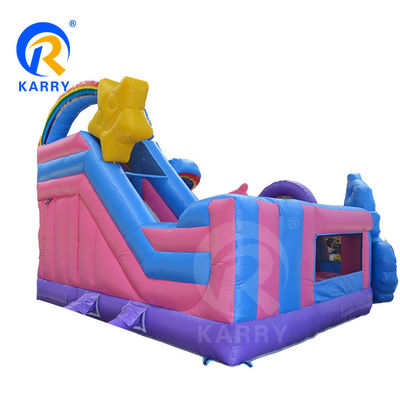 Εξωτερική διασκέδαση Εμπορική 0,55mm PVC Rainbow Unicorn φουσκωτή βουρτσούλα με υγρό ξηρό διαδρόμιο
