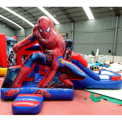 Μέγιστη χωρητικότητα 100-500kg Spiderman φουσκωτό αναπηρικό σπίτι με πισίνα και κάστρο
