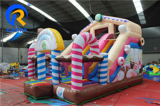 Πυροβόλο Καραμέλα Θέμα Κάστρο Bounce House Slide Combo με Blower και υλικό PVC