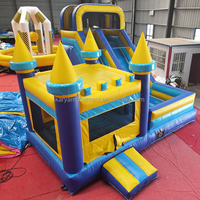 Προσαρμοσμένο μέγεθος Μπλε φουσκωτό Combo Castle Slide Jumping Castle Εμπορικό Bouncy House