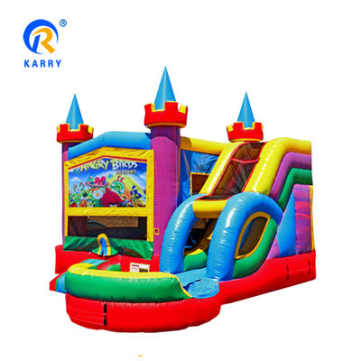 Πορτοκαλί φουσκωτός βουλευτής Pvc Castle Bounce House για πάρτι ενοικίαση Επισκευή κιτ συμπεριλαμβάνεται