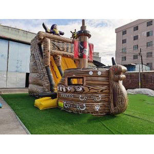 Προσαρμοσμένο χρώμα φουσκωτό Trampoline Combo Slide με ξύλινο Bouncy Castle και Slide