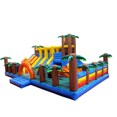 Προσαρμόσιμο Palm Tree Bounce House Wet Dry Bouncer Slide Combo με πιστοποιητικό EN14960