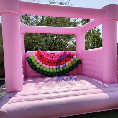 Γάμος Πάρτι Bouncy Castle Φορητό και ανθεκτικό ελαφρύ ροζ φουσκωτό τραμπολίνο