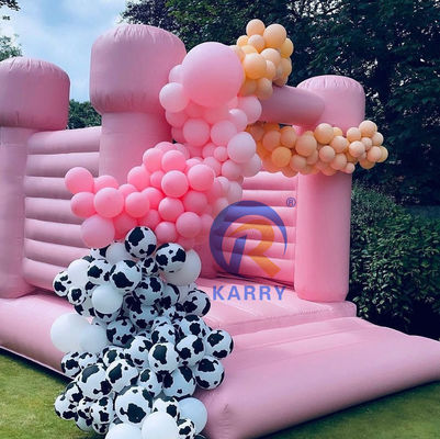 Γάμος Πάρτι Bouncy Castle Φορητό και ανθεκτικό ελαφρύ ροζ φουσκωτό τραμπολίνο
