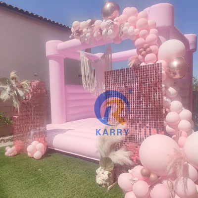 Γάμος Πάρτι Bouncy Castle Φορητό και ανθεκτικό ελαφρύ ροζ φουσκωτό τραμπολίνο