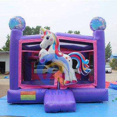 Unisex 3D Rainbow Unicorn Inflatable Castle για προσαρμοσμένο μέγεθος Bouncy Castle House