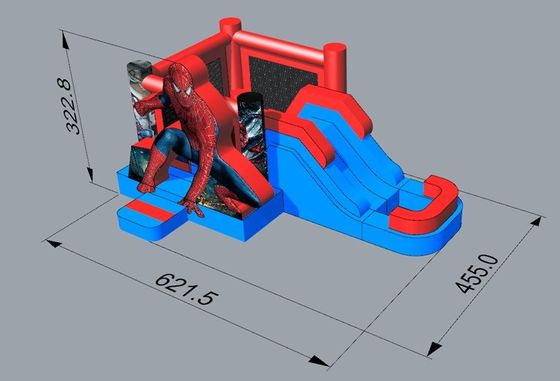 14 Χρόνια Πάνω Σούπερ Ήρωας Spiderman Πνευματώδης Σπίτι Αναπήδησης Υδρόδρομος Λεωφορείου με σχεδιασμό πισίνας
