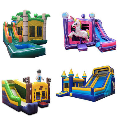 Ενήλικες Πυροβόλο υγρό / ξηρό συνδυασμό Bounce House Slide με ψηφιακή εκτύπωση και φουσκωτή