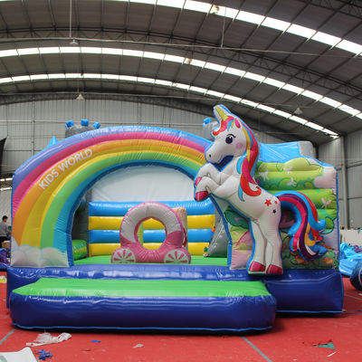 PVC Παιδιά φουσκωτό Unicorn Bouncer Εμπορικό Unicorn Κάστρο με συμπεριλαμβανόμενο φουσκωτή
