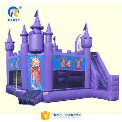 Προσαρμοσμένο χρώμα Πριγκίπισσα Κάστρο / Slide Combo PORTABLE Παγωμένο Θέμα PVC Bouncy Castle