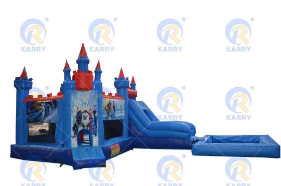 Προσαρμοσμένο χρώμα Πριγκίπισσα Κάστρο / Slide Combo PORTABLE Παγωμένο Θέμα PVC Bouncy Castle