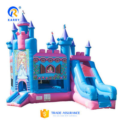 Προσαρμοσμένο χρώμα Πριγκίπισσα Κάστρο / Slide Combo PORTABLE Παγωμένο Θέμα PVC Bouncy Castle