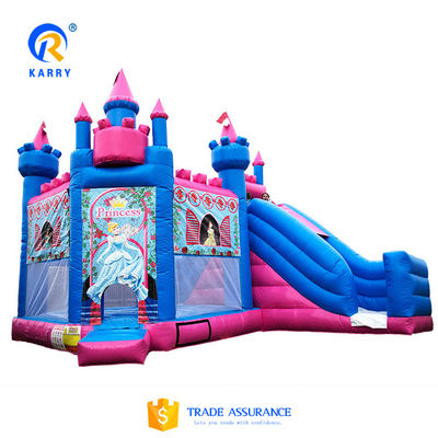 Προσαρμοσμένο χρώμα Πριγκίπισσα Κάστρο / Slide Combo PORTABLE Παγωμένο Θέμα PVC Bouncy Castle
