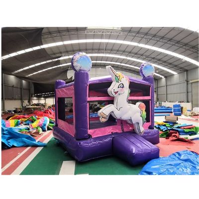Ψηφιακή εκτύπωση Rainbow Unicorn PVC φουσκωτό Purple Castle Εμπορικό Bouncy Castle