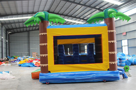 Unisex Palm Tree Inflatable Jumping Castle Πυροβόλο κάστρο με πισίνα και χώρο για άλματα