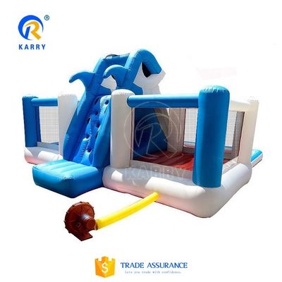 Castle Kids Πνευματώδης καρχαρίας άλμα σπίτι άλμα με υδρόδρομο και φορητό σχεδιασμό