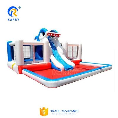 Castle Kids Πνευματώδης καρχαρίας άλμα σπίτι άλμα με υδρόδρομο και φορητό σχεδιασμό