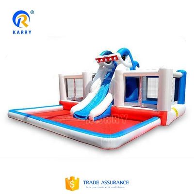 Castle Kids Πνευματώδης καρχαρίας άλμα σπίτι άλμα με υδρόδρομο και φορητό σχεδιασμό