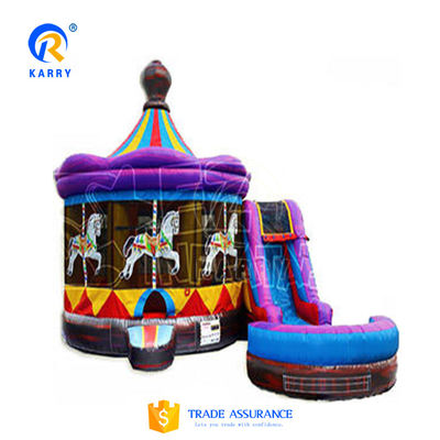 Χαρακτηριστικά PORTABLE Giant Carousel Bouncy Castle Combo Slide με προσαρμοσμένο χρώμα
