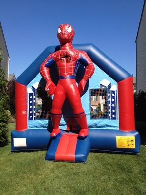 65 κιλά φουσκωτό σπίτι με γλιστρίστρα και 3D Spiderman Air Jumping Design