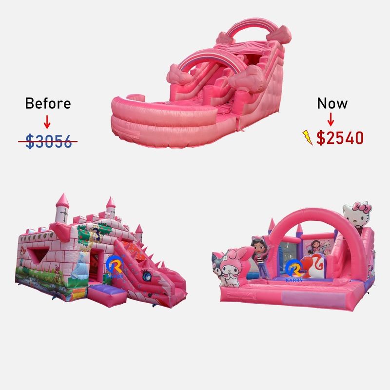 Θαλάσσια αεροπορική ή ταχεία αποστολή Unisex Pink Inflatable Bounce House Combo με διαφάνειες