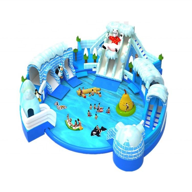 Εσωτερικό Custom Inflatable κινητό πάρκο νερού με υπερμεγέθη πισίνα Αστείο Θέμα Αρκούδα