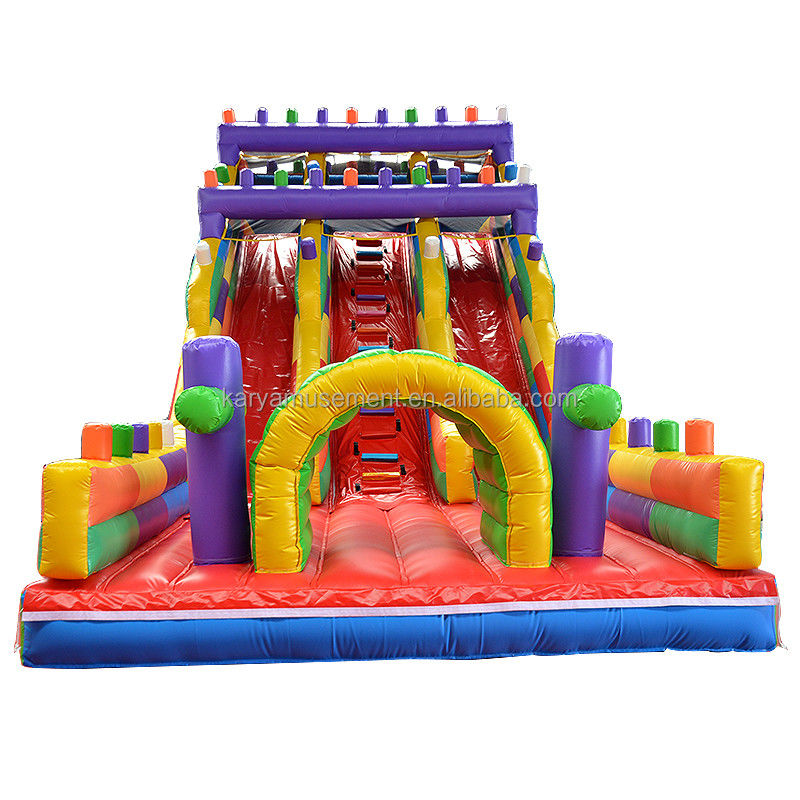 19ft Wide 2-Lane Inflatable Building Block Wet and Dry Slide για παιδιά Πάρκο Πάρτι Εξωτερικό