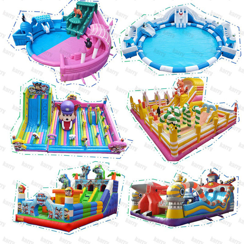 Unisex Water Fun 2024 Προσαρμοσμένο φουσκωτό πάρκο νερού με φορητό διαδρόμιο και κάστρο