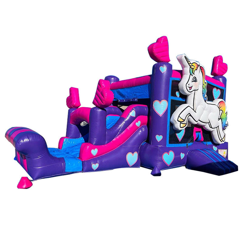Επισκευαστικά κιτ Παρέχονται Εμπορικά PVC Rainbow Unicorn Bounce House με διαδρόμιο και πισίνα