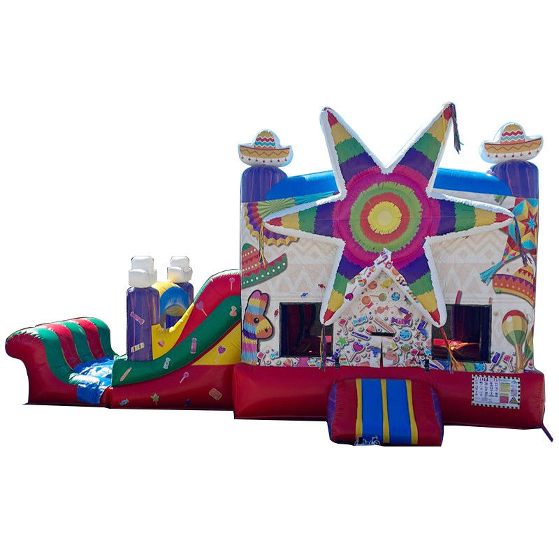 Μεταφορά Θάλασσα Εμπορικό PVC Rainbow Big Star Red Bounce House Πνευματώδες με διαδρόμιο