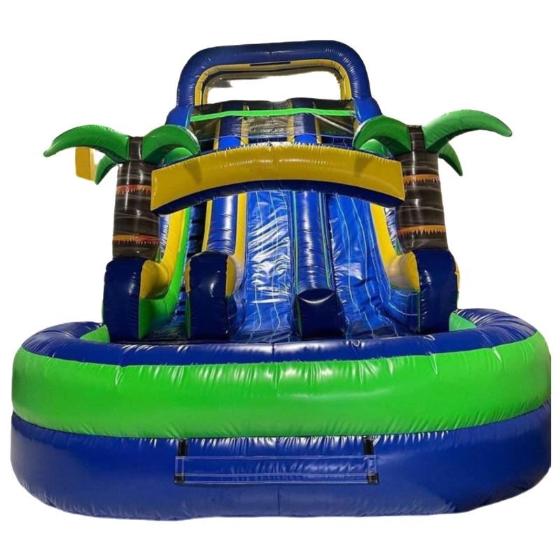 Επιχειρηματικά φουσκωτά παιχνίδια PVC Palm Tree Trunk Water Slide για προώθηση εμπορικών εκδηλώσεων