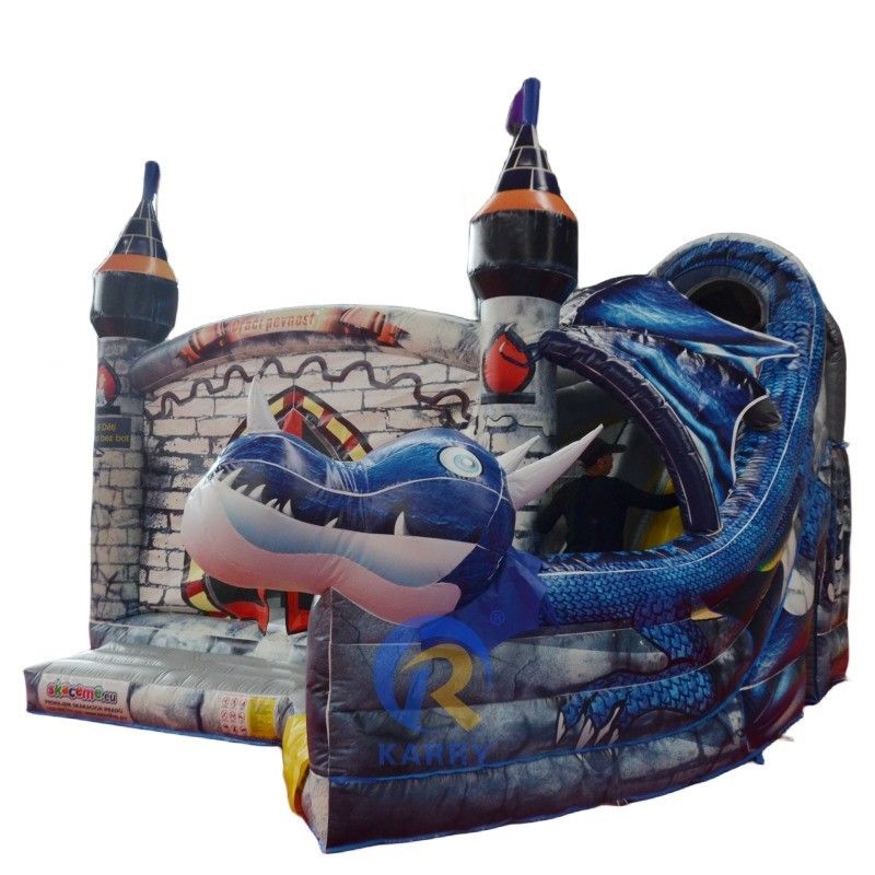 Unisex Custom Colorful PVC Inflatable Bouncy Castle with Slide Μεγάλο σχέδιο δράκου