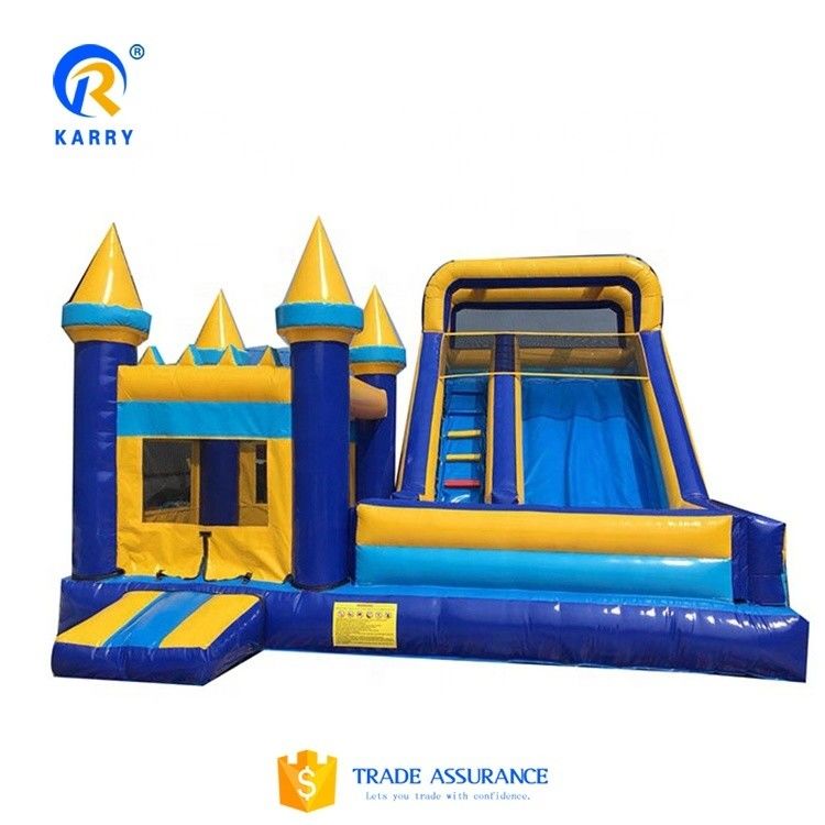 Προσαρμοσμένο μέγεθος Μπλε φουσκωτό Combo Castle Slide Jumping Castle Εμπορικό Bouncy House