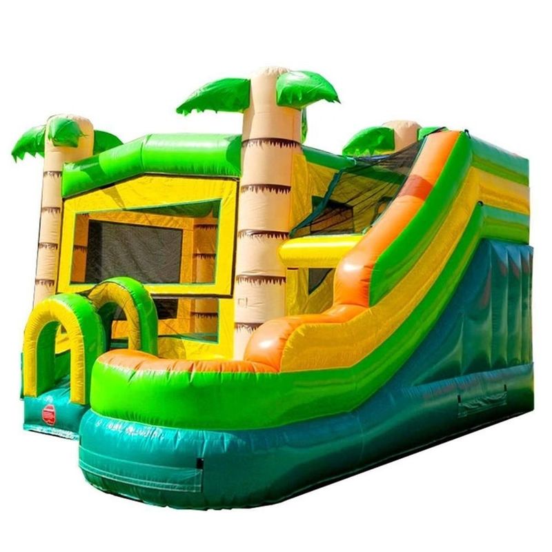 Προσαρμοσμένο χρώμα Palm Tree Bouncy Castle με Slide Pool Πνευματώδες Bounce House