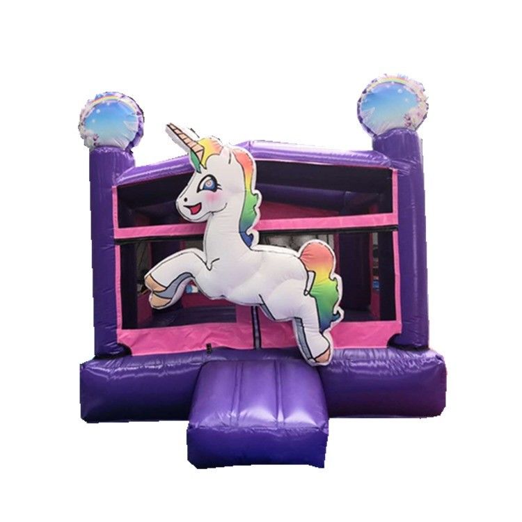 Ψηφιακή εκτύπωση Rainbow Unicorn PVC φουσκωτό Purple Castle Εμπορικό Bouncy Castle